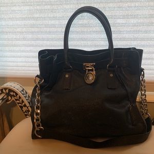 Michael Kors black leather tote shoulder bag